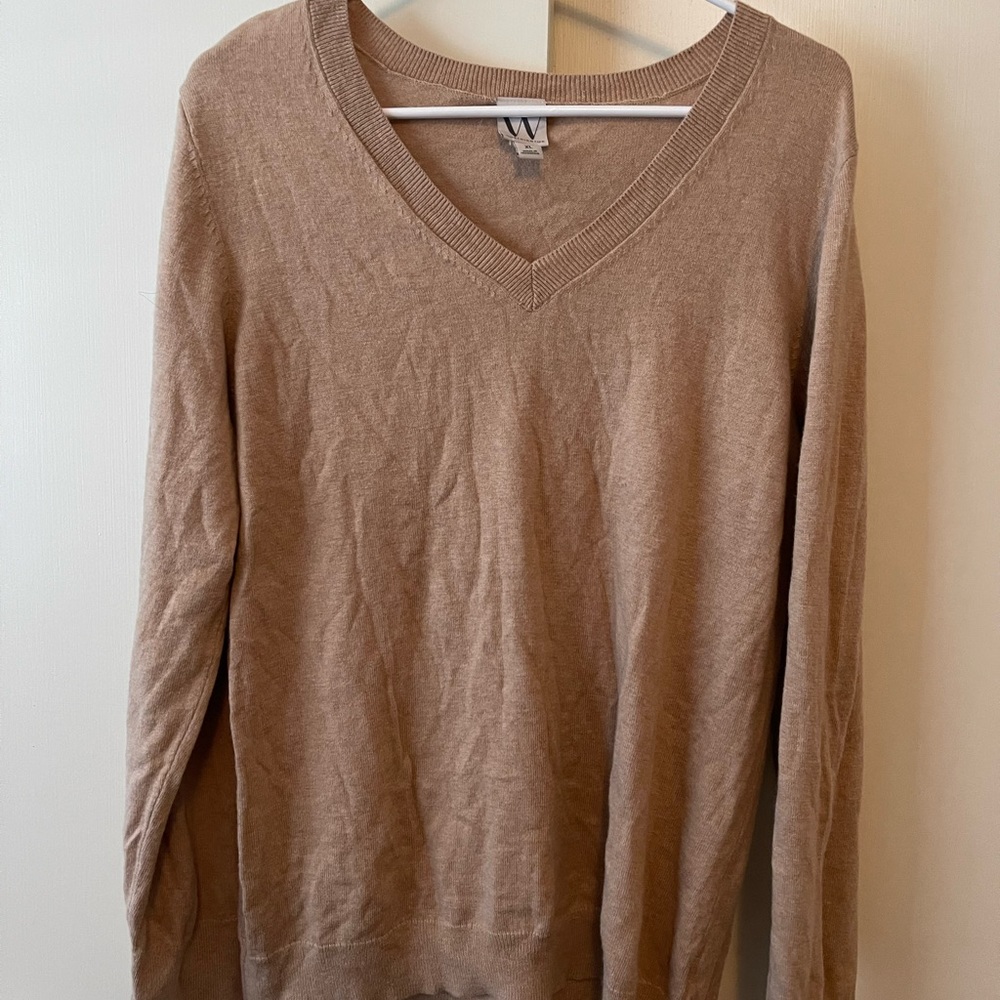 Light brown v neck long sleeve